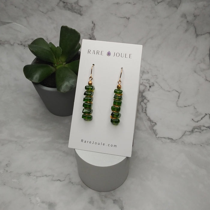Green & Gold Cascade Earrings