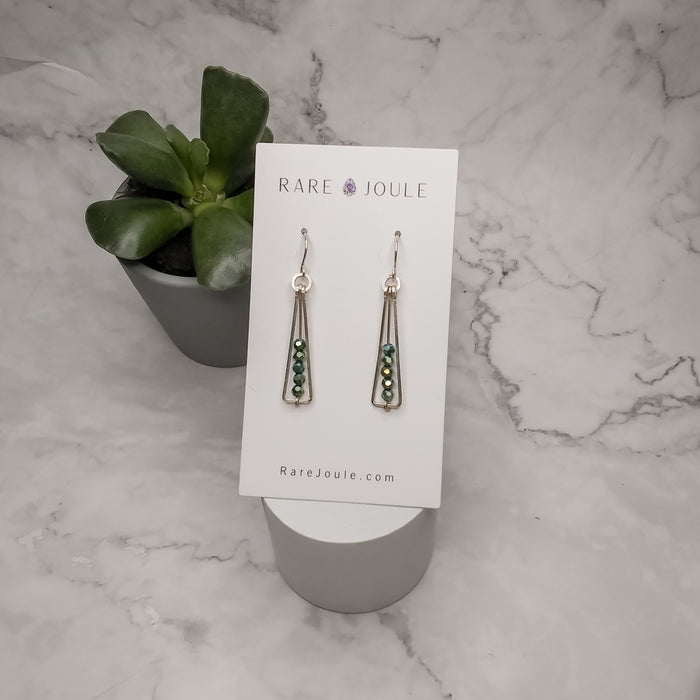 Silver & Green Sparkler Earrings