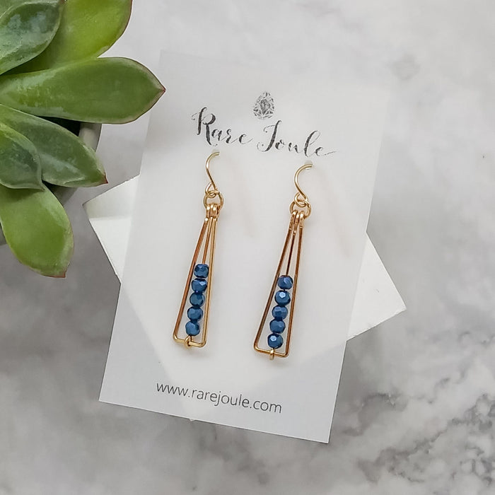 Midnight Blue Gold Sparkler Earrings